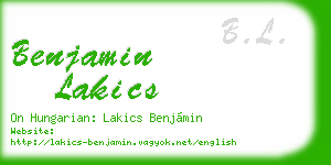 benjamin lakics business card